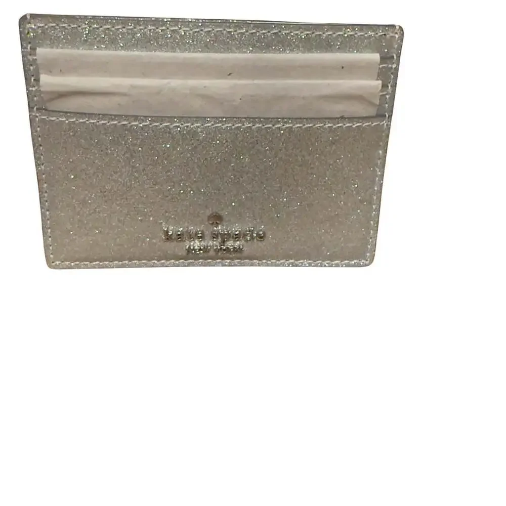 Kate Spade New York Lunar Light Silver Glitter Slim Cardholder New